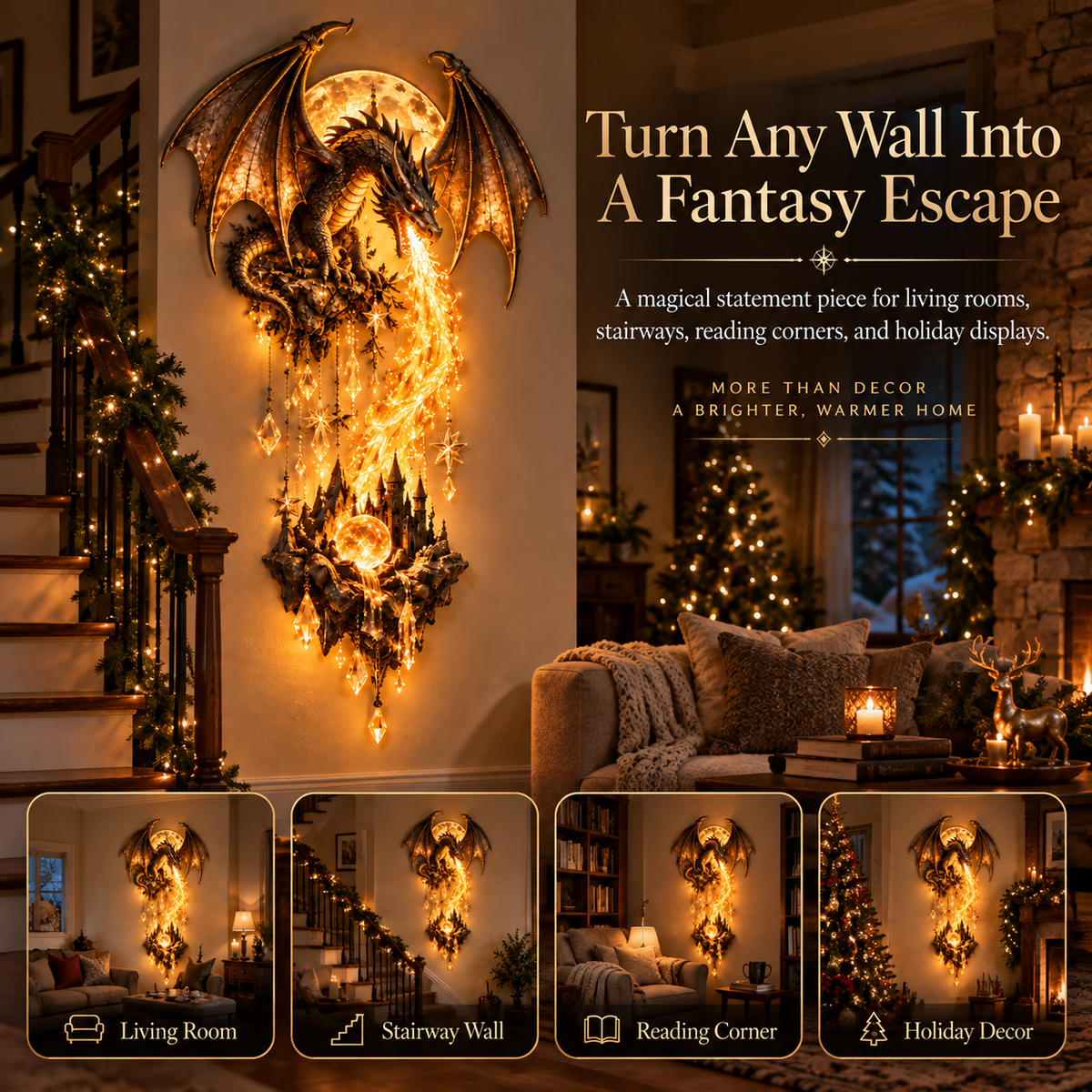 Dragonfire fantasy wall decor in home