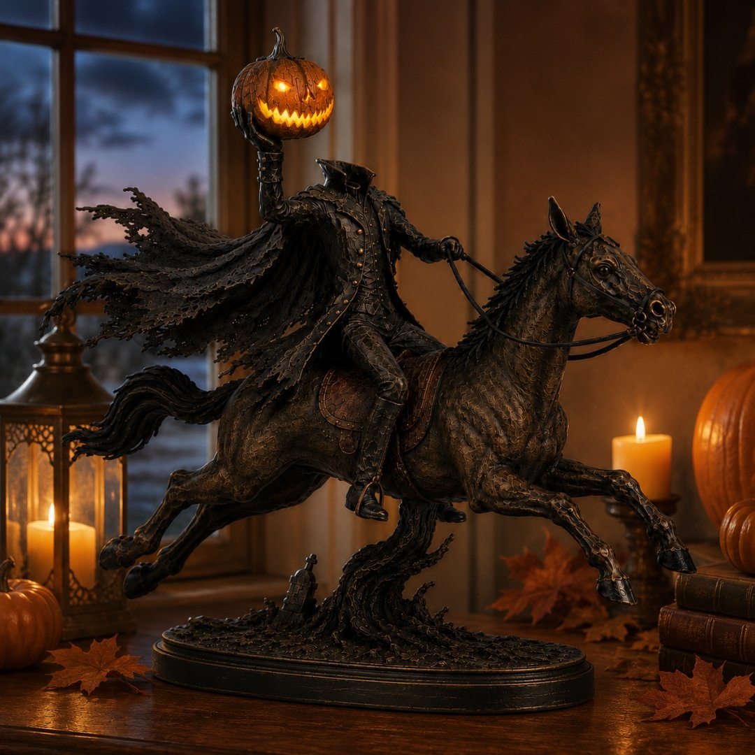 ⏰Limited Stock 50% OFF - 🎃🏇Midnight Chase Headless Horseman Statue | Awaken the Legend of the Hollow(✨Same as the video)