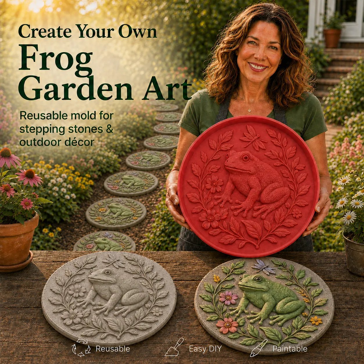 🐦🌸 Hummingbird Garden Art Stepping Stone Mold