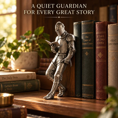 ⚔️ Reading Knight Bookshelf Statue | Medieval Fantasy Bookend Décor