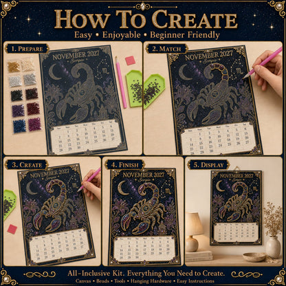 🌙 Beginner-Friendly 2027 Twelve Zodiac Bead Art Calendar Kit | Complete Kit with Zodiac Design Base, Decorative Beads & Step-by-Step Guide Included 💕
