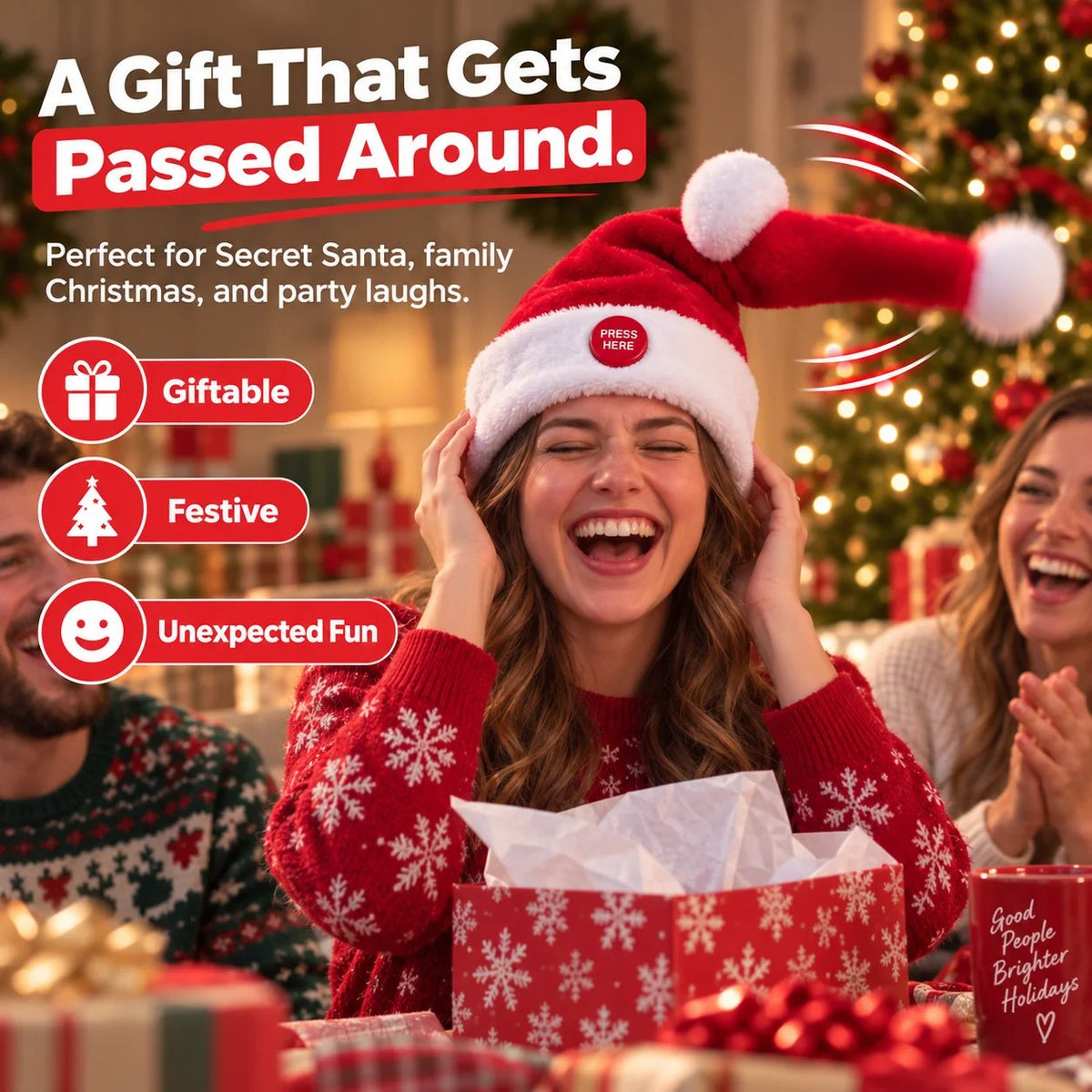 🎅 🤣 Singing & Dancing Santa Hat — Animated Christmas Party Hat