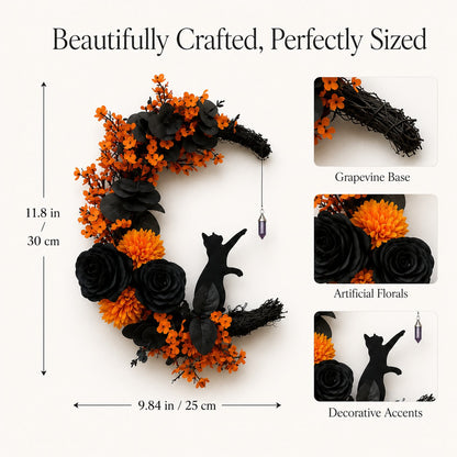🔥Last Day 49% OFF - 🐈‍⬛🌙Handmade Halloween Cat Wreath(📦Buy 2 Free Shipping)