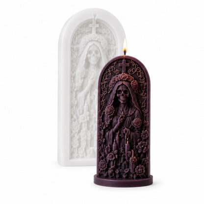 ⏳ Last Day 49% OFF – 💀 4-Piece Día de los Muertos 3D Relief Candle Mold Set | Detailed Skeleton, Floral & Arched Designs for Handmade Decorative Candles 🕯️✨