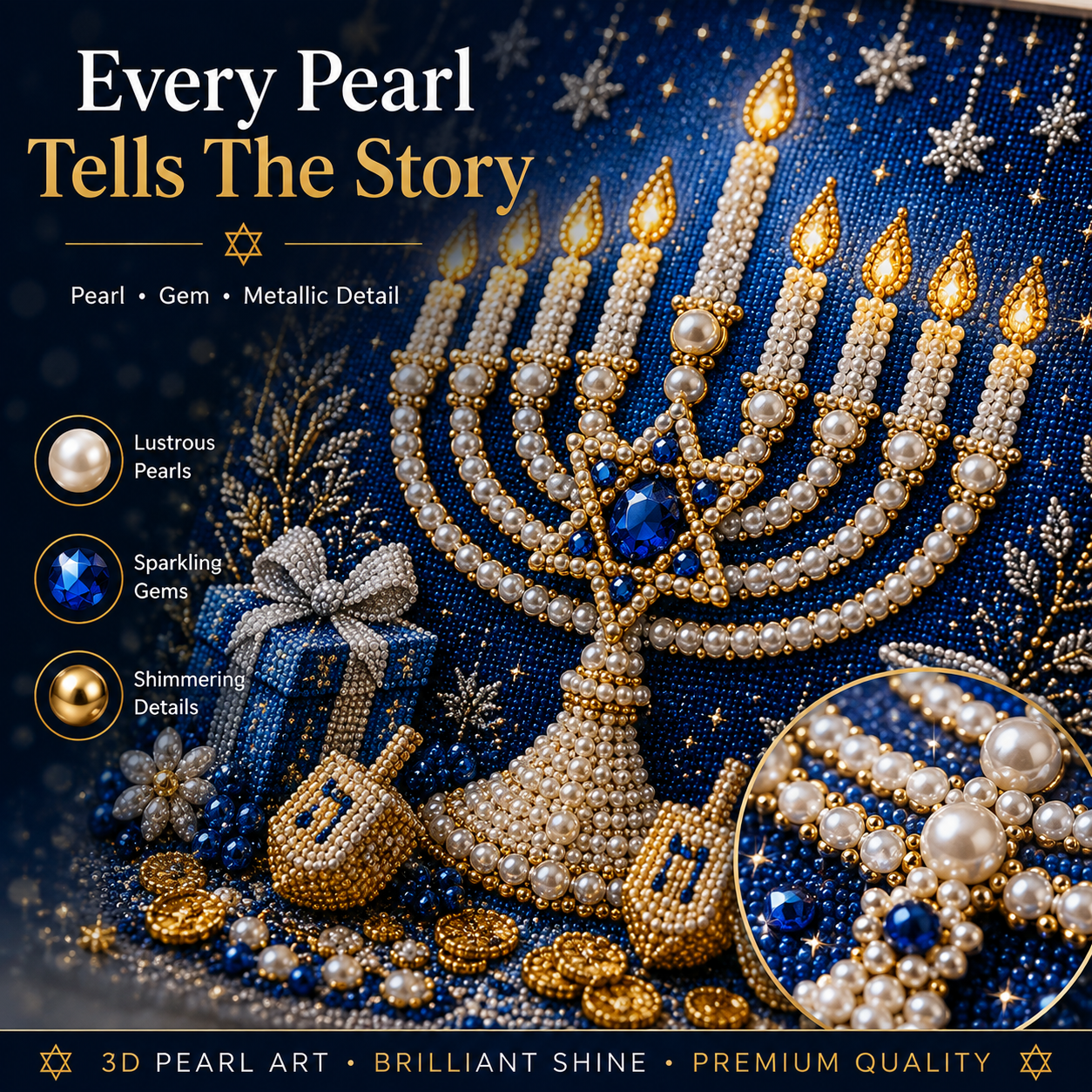 Hanukkah pearl art kit close-up