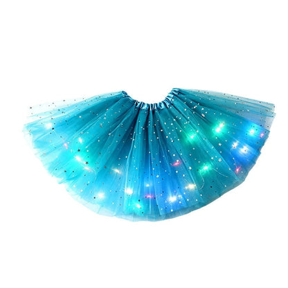 🏆 Last Day 50%OFF!🎁LED Light Up Sequin Tutu Skirt Star Mesh Princess Skirt for Girls and Adults