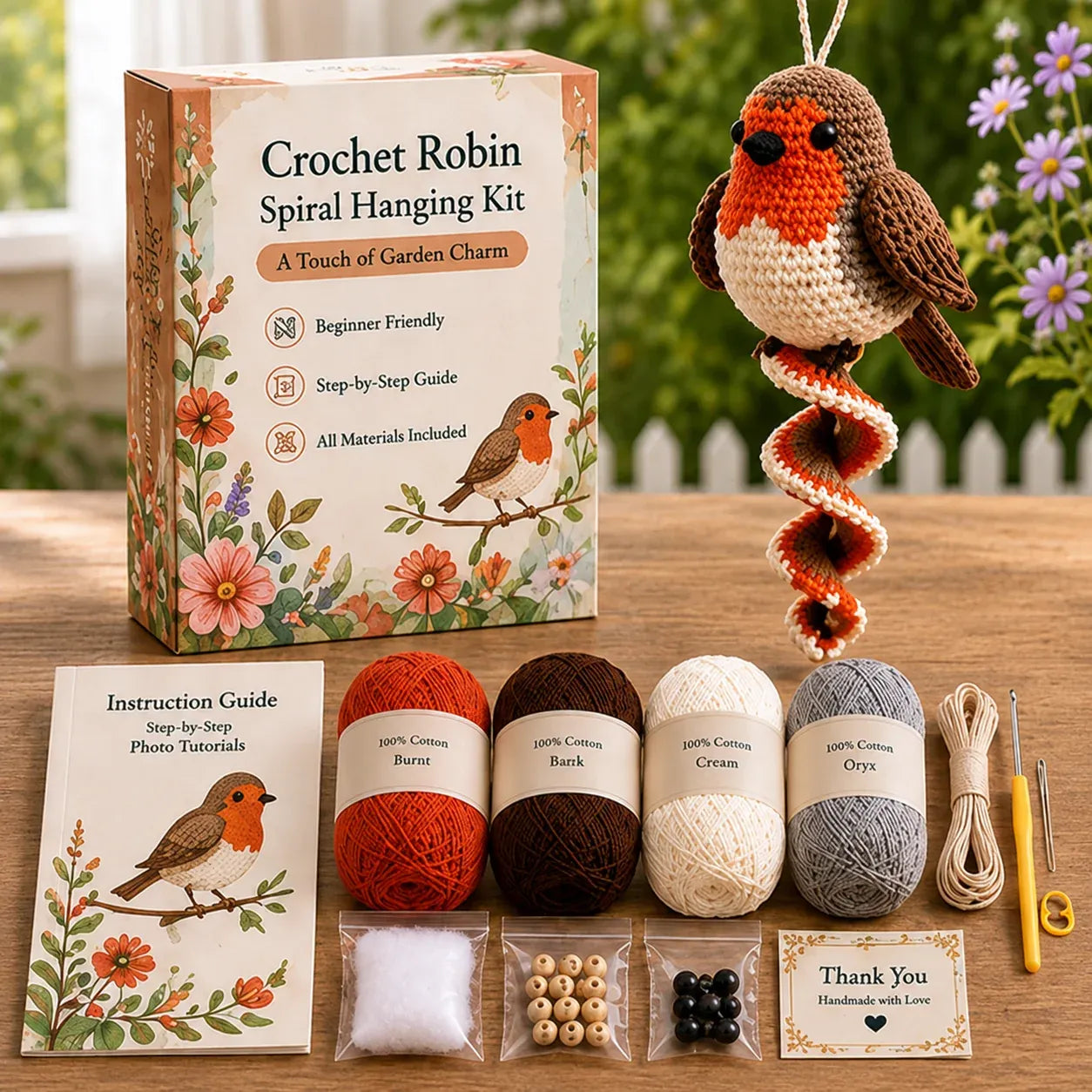 🔥LAST DAY 50% OFF - 🎁Crochet Spiral Hanging Kit – Beginner-Friendly DIY Garden Animal Decor 🧶🌿