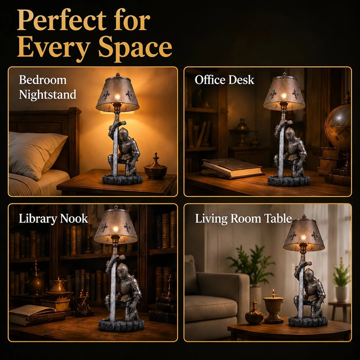 ⚔️ Honorbound Medieval Knight Lamp – Warm Chivalry Decor Light