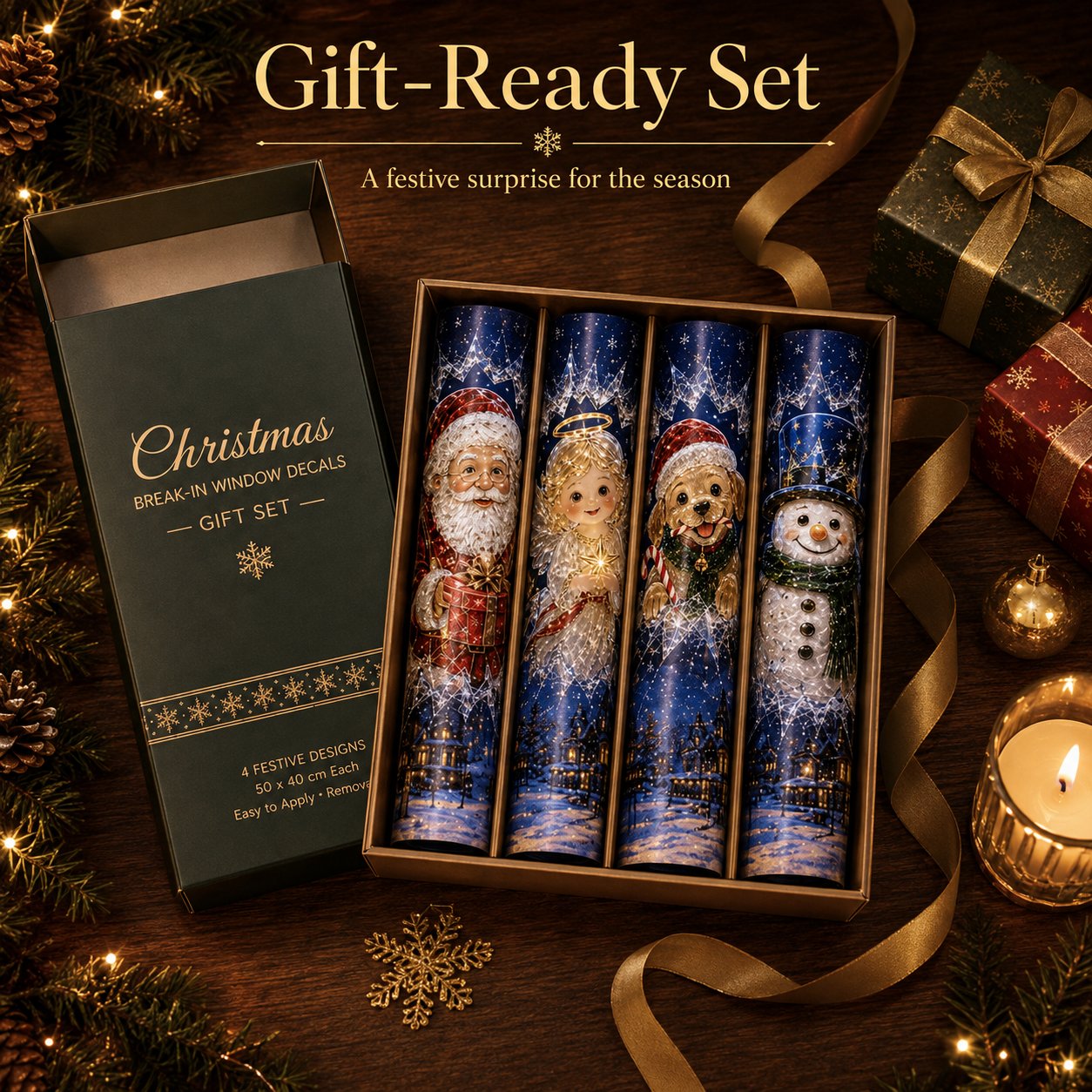 🔥Last Day 50% OFF - 🎅 2026 Christmas Window Decals – 3D Crack Glass Holiday Decorations for a Magical Winter Wonderland