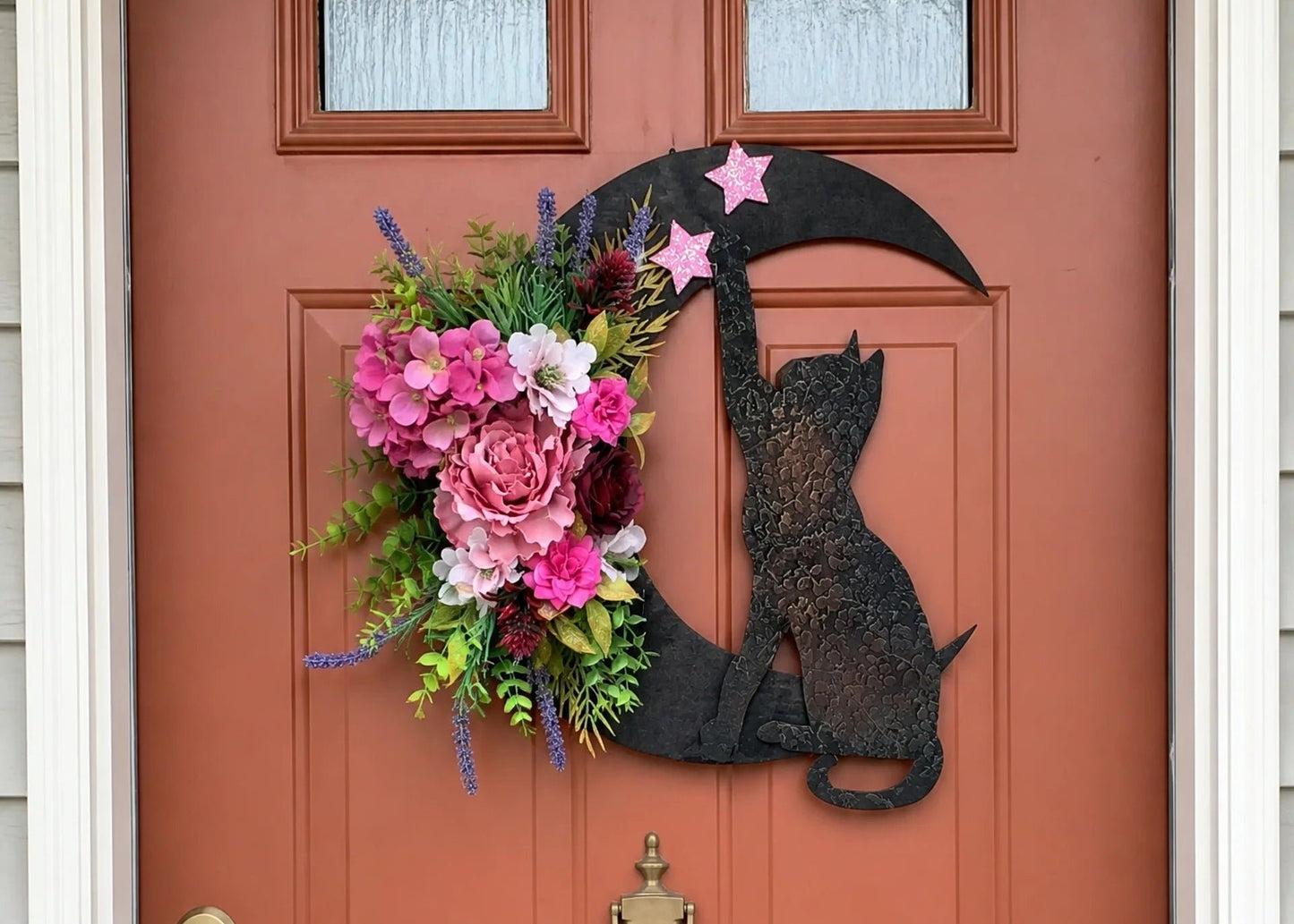 🔥Last Day 49% OFF - 🐈‍⬛🌙Handmade Halloween Cat Wreath(📦Buy 2 Free Shipping)