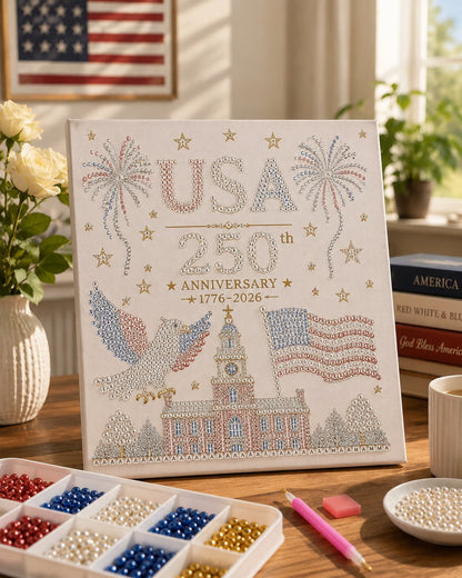 🔥LAST DAY 50% OFF🔥- 🇺🇸 USA 250th Anniversary DIY Pearl Painting Kit ✨❤️‍🔥