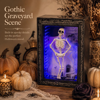 💀Dancing Skeleton Infinity Mirror Frame | Stunning Depth LED Decor, Perfect Halloween Gift For Gothic Style Fans