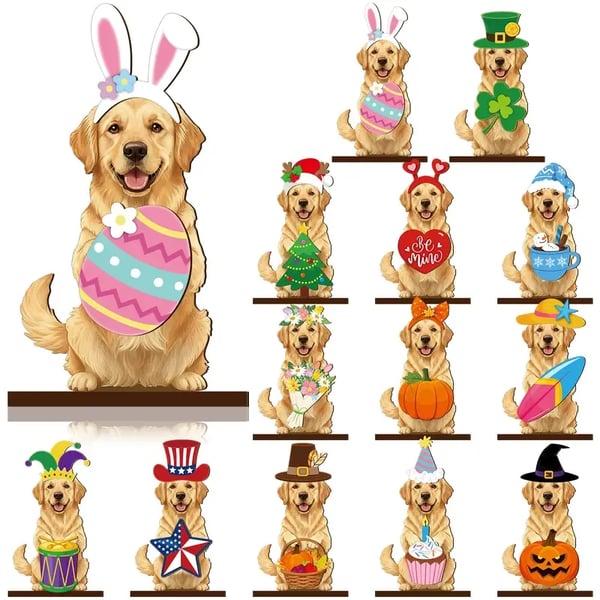 🐾 Interchangeable Seasonal Animal Wooden Decor Set
