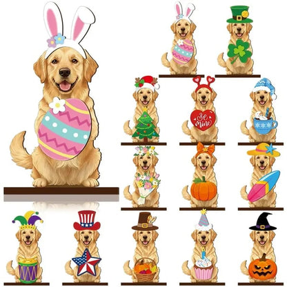 🐾 Interchangeable Seasonal Animal Wooden Decor Set