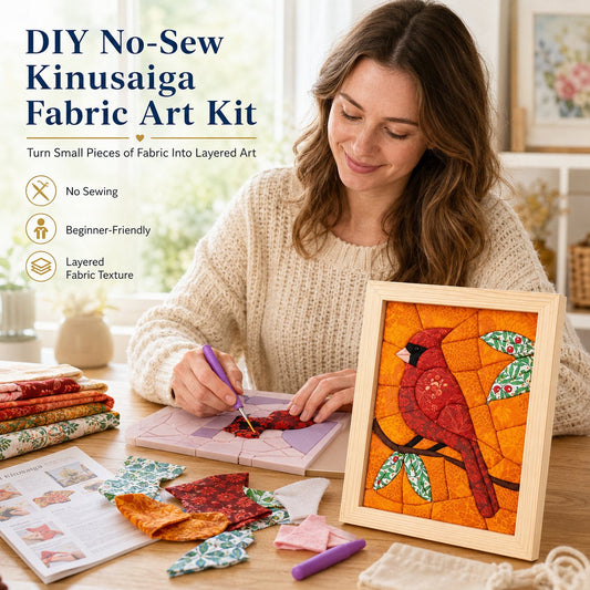 🧵 Premium No-Sew Kinusaiga Fabric Art Kit | Layered Fabric Tucking Craft with Nature-Inspired Designs DIY Handmade Textile Decor ✨