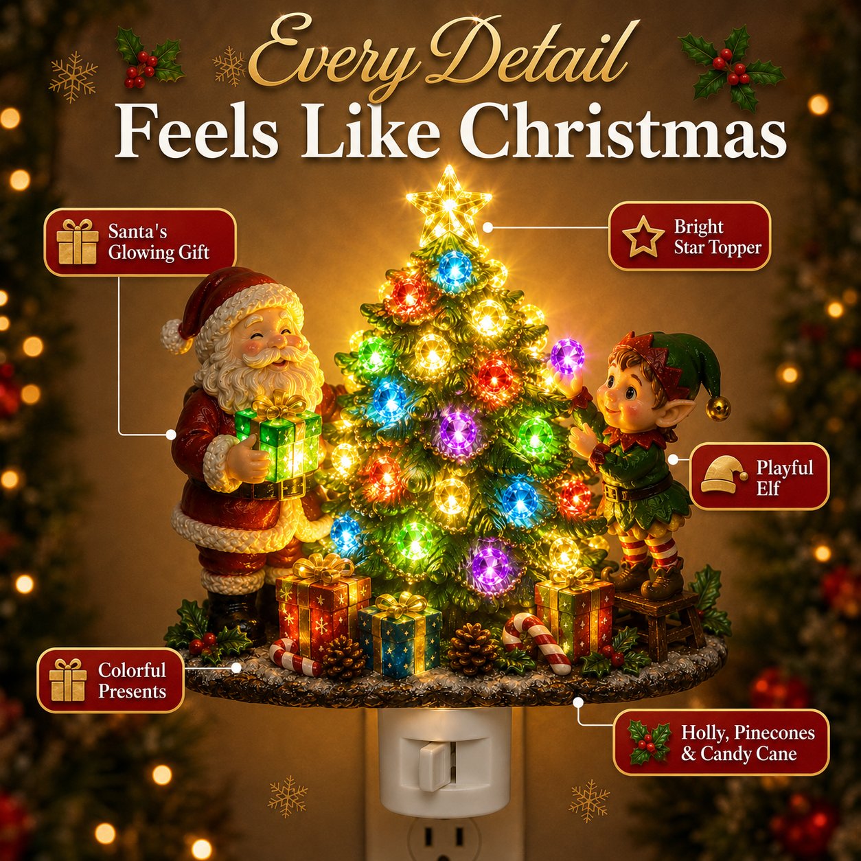 Plug-in Christmas decoration in a home setting