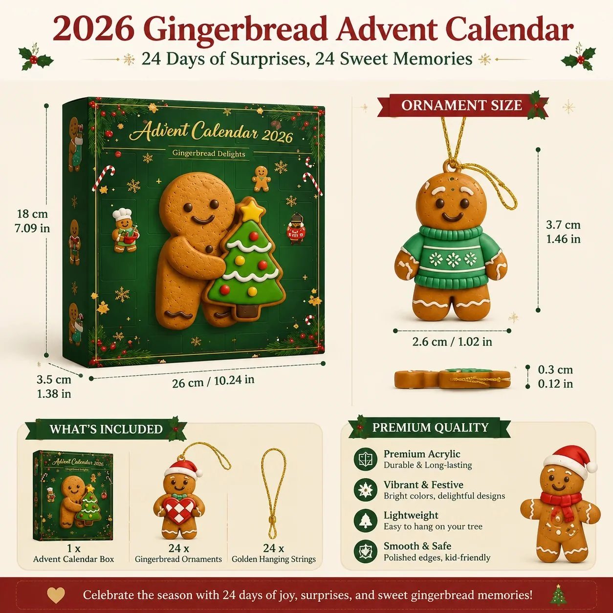 🔥LAST DAY 49% OFF - 🎄 2026 Gingerbread Advent Calendar