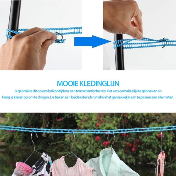 🔥Clothesline for Outside, Adjustable Clothes line,Windproof Clothesline with Hooks, Indoor and Outdoor Laundry and Drying Lines,Ideal Camping & Travel Essentials