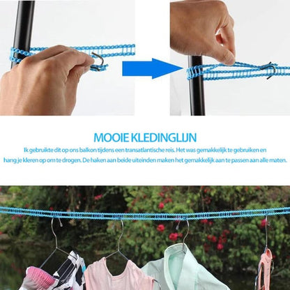 🔥Clothesline for Outside, Adjustable Clothes line,Windproof Clothesline with Hooks, Indoor and Outdoor Laundry and Drying Lines,Ideal Camping & Travel Essentials