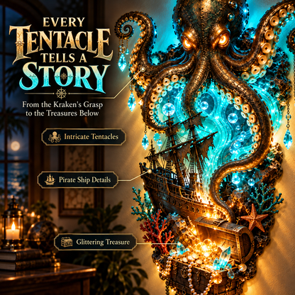 🐙🏴‍☠️ Last Day 50% OFF ✨ Kraken's Lost Treasure Wall Light