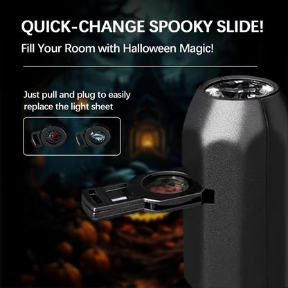 Halloween LED Projection Light | 360° Rotatable USB Horror Atmosphere Lamp