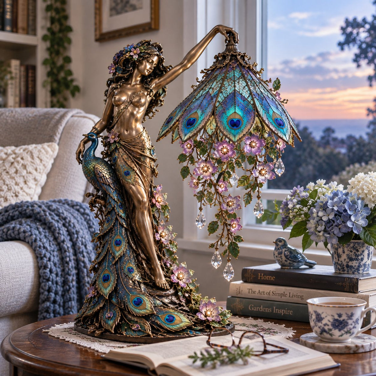 ✨🦚 Peacock Goddess Table Lamp