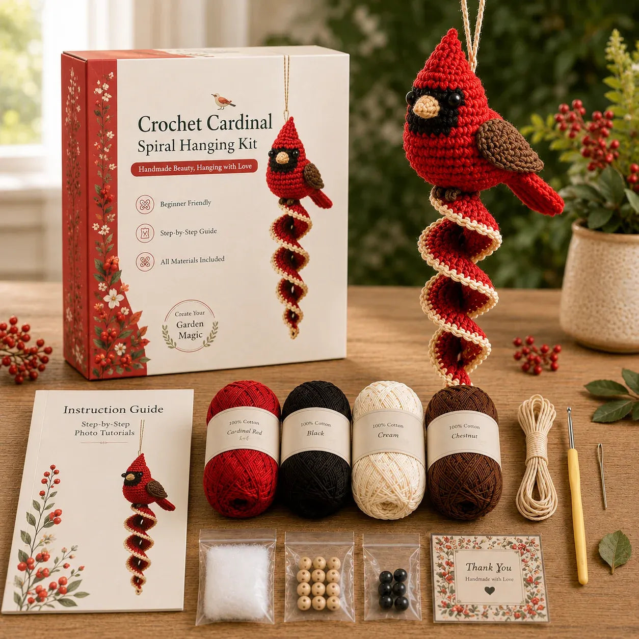 🔥LAST DAY 50% OFF - 🎁Crochet Spiral Hanging Kit – Beginner-Friendly DIY Garden Animal Decor 🧶🌿
