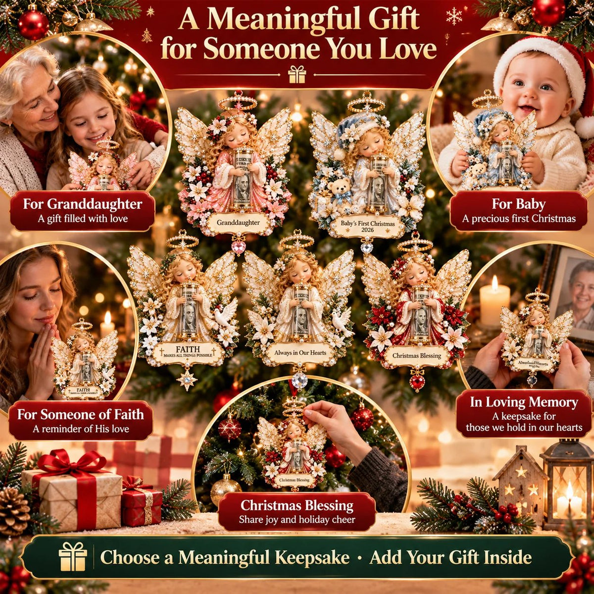 ⏰ LAST DAY SALE 49% OFF! 👼💵 3D Angel Christmas Cash Gift Ornament – Holiday Money Holder Keepsake ✨