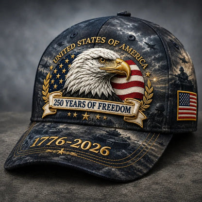 ✨2026 Ahlwomax®250 Years of Freedom Eagle Cap | Embroidered Patriotic Vintage Baseball Hat – 1776–2026 American Tribute Edition