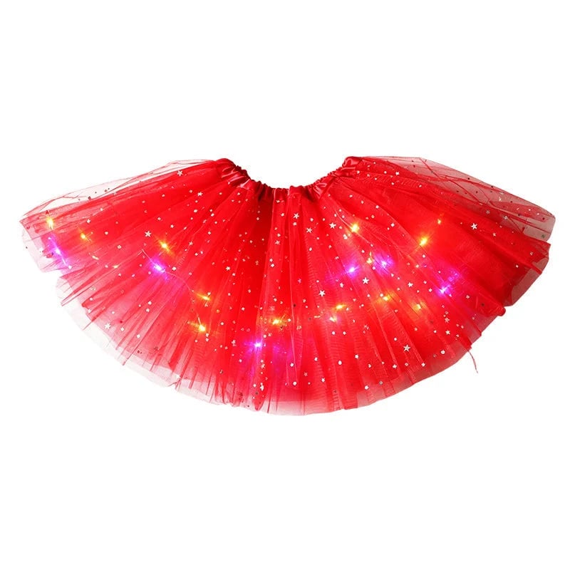 🏆 Last Day 50%OFF!🎁LED Light Up Sequin Tutu Skirt Star Mesh Princess Skirt for Girls and Adults