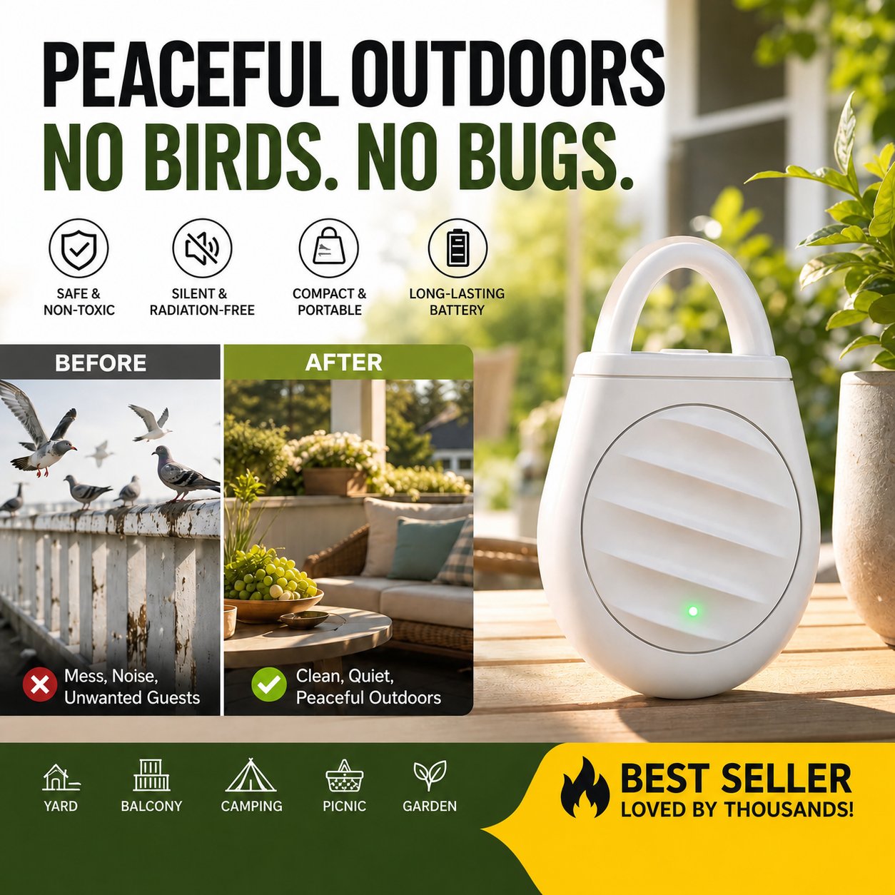 Ultrasonic repelling technology product feature
