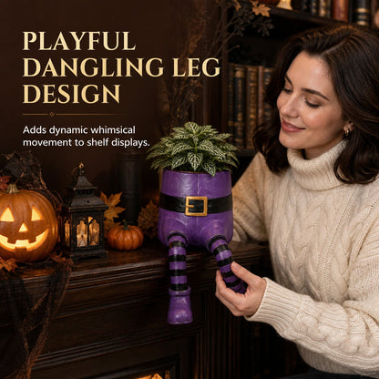 🔥LAST DAY 50% OFF - 💀🎃Halloween Whimsical Hanging Leg Planter Hand-Painted Resin Succulent Pot💐