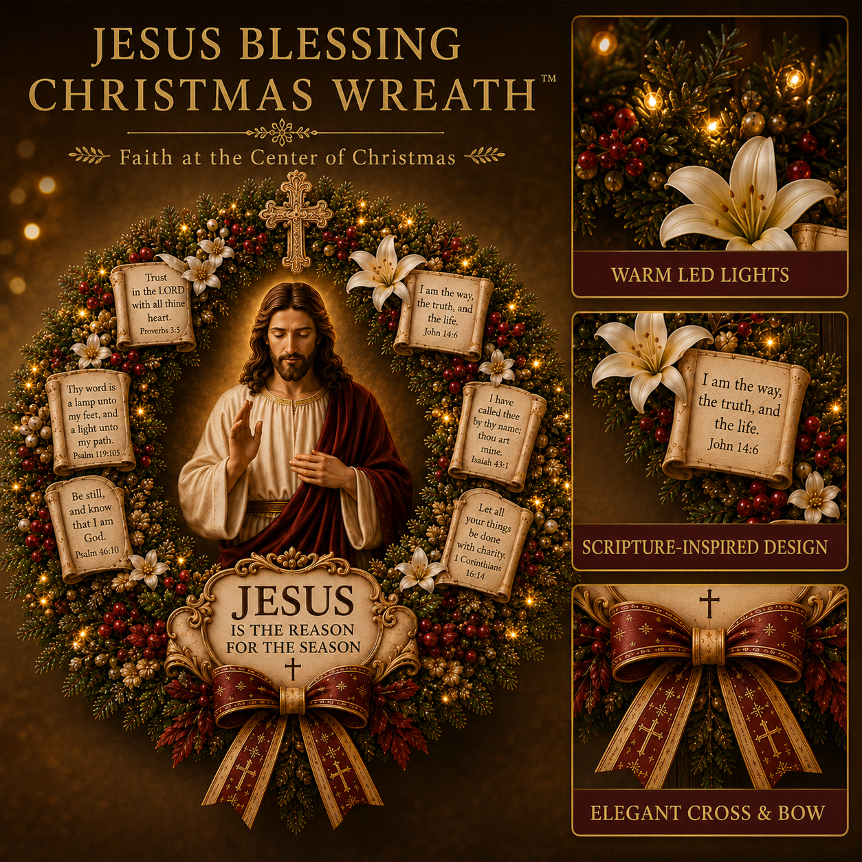 🔥Hot Sale 60% OFF✝️ Jesus Blessing Christmas Wreath