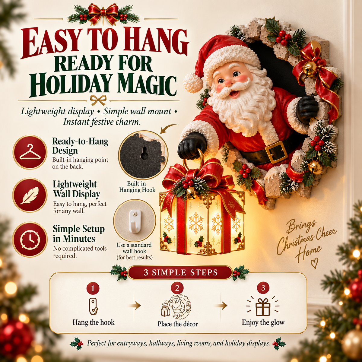 🎅✨ LAST DAY 50% OFF ✨ Santa’s Magical Wall Surprise Light - A 3D Christmas Decoration That Brings Holiday Magic To Life