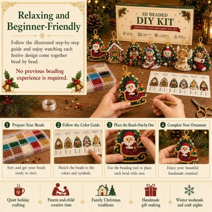 🎄DIY 3D Christmas Beaded Ornament Kit | Complete 4-Piece Set with Glass Beads, All Tools & Step-by-Step Guide Included 💕
