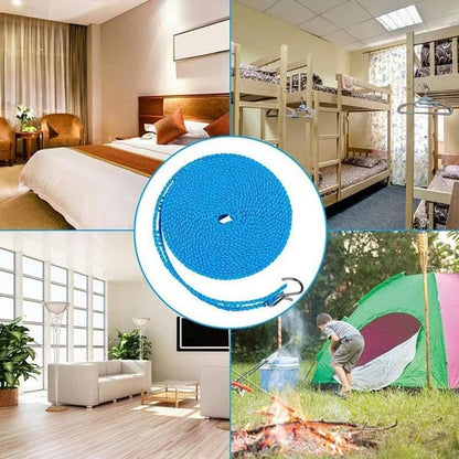 🔥Clothesline for Outside, Adjustable Clothes line,Windproof Clothesline with Hooks, Indoor and Outdoor Laundry and Drying Lines,Ideal Camping & Travel Essentials
