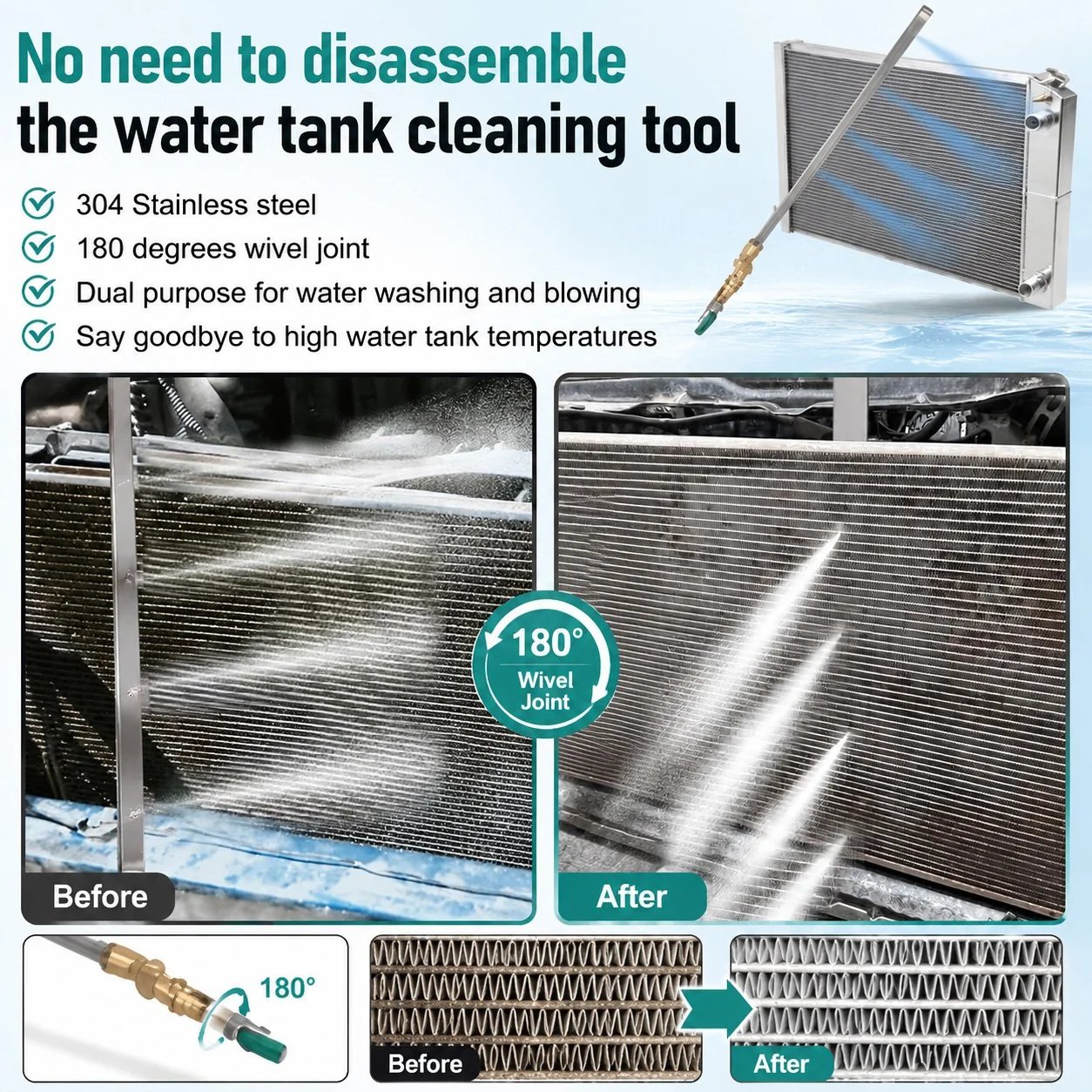 🚗 24-Inch High-Pressure Radiator Cleaning Wand