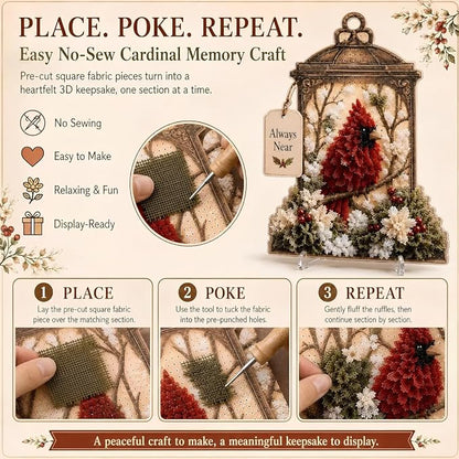 🐦3D Fabric Poke Art Memory Lantern Kit🔥No-Sew DIY Bird-Themed Memorial for Adult Beginner Handmade Hobby Gift