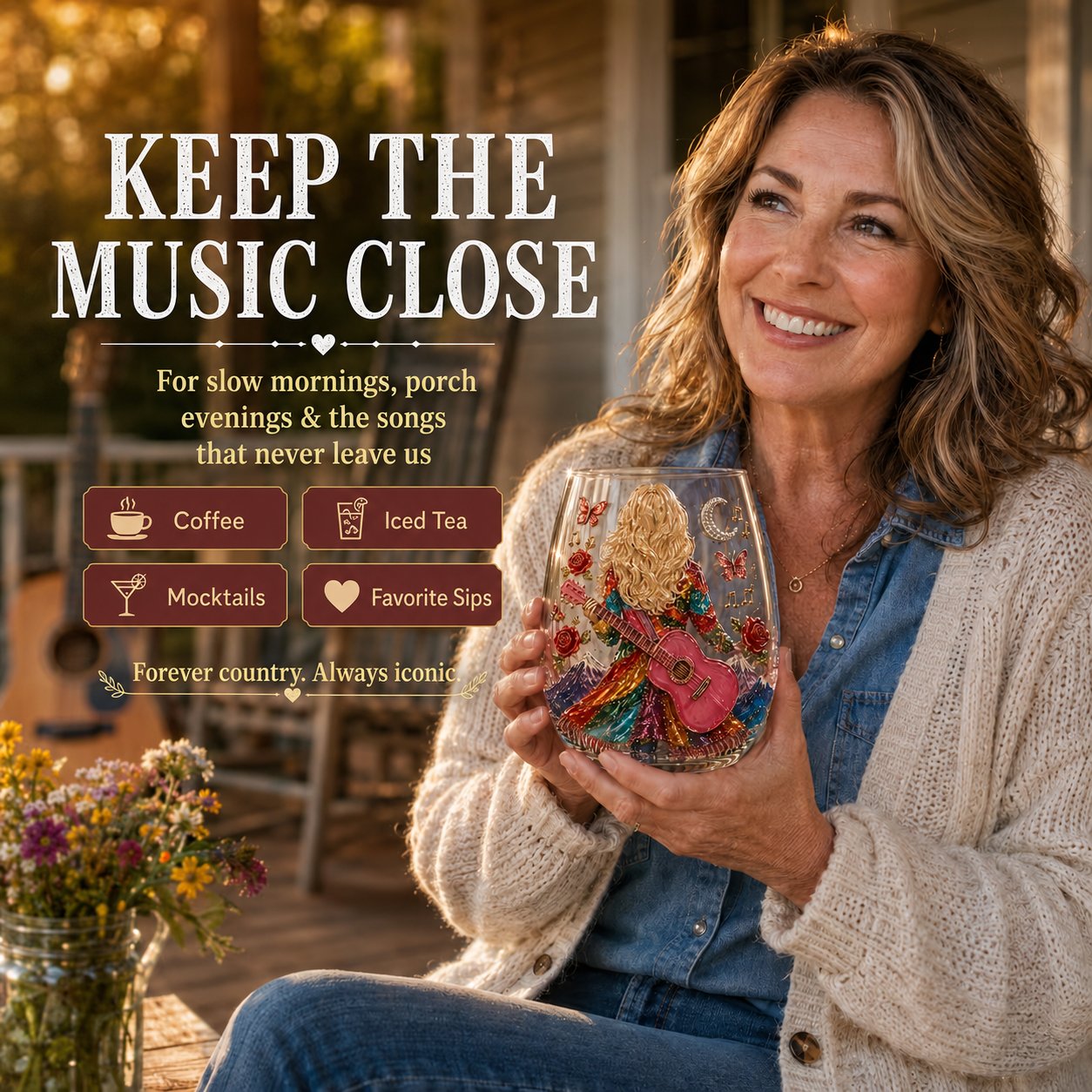 🤠 Queen of Country 1946–2026 3D Glass Collection | 8 Dolly-Inspired Country Designs with Raised Guitars, Butterflies, Boots, Florals & Vintage Music Details 🎸✨