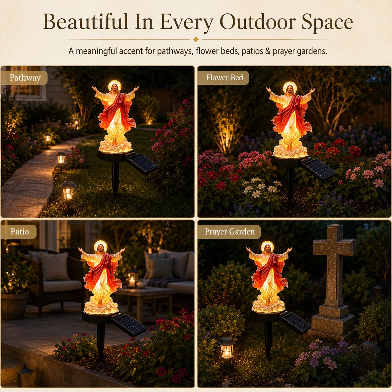 🔥 ✝️ Solar-Powered Illuminated Jesus Garden Statue | Automatic Halo Glow Outdoor Faith Decor for Gardens, Pathways & Prayer Spaces ✨