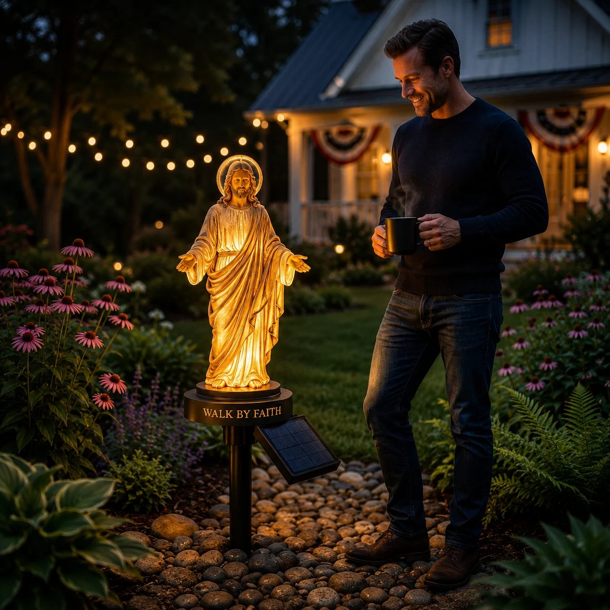 🔥 LAST DAY 49% OFF – ✝️ Walk by Faith Solar Jesus Garden Light | Automatic Warm Halo Glow, Weather-Resistant Ground Stake & No-Wiring Outdoor Faith Decor ✨