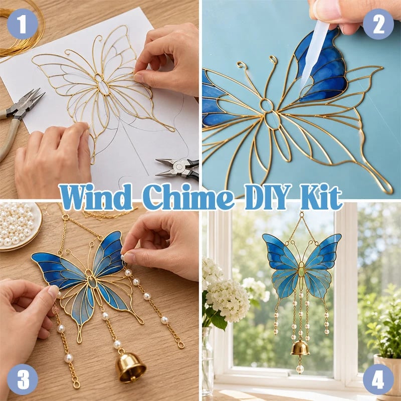🔥LAST DAY 50% OFF - 🦋DIY Filigree Cloisonne Enamel Butterfly Wind Chime Craft Kit