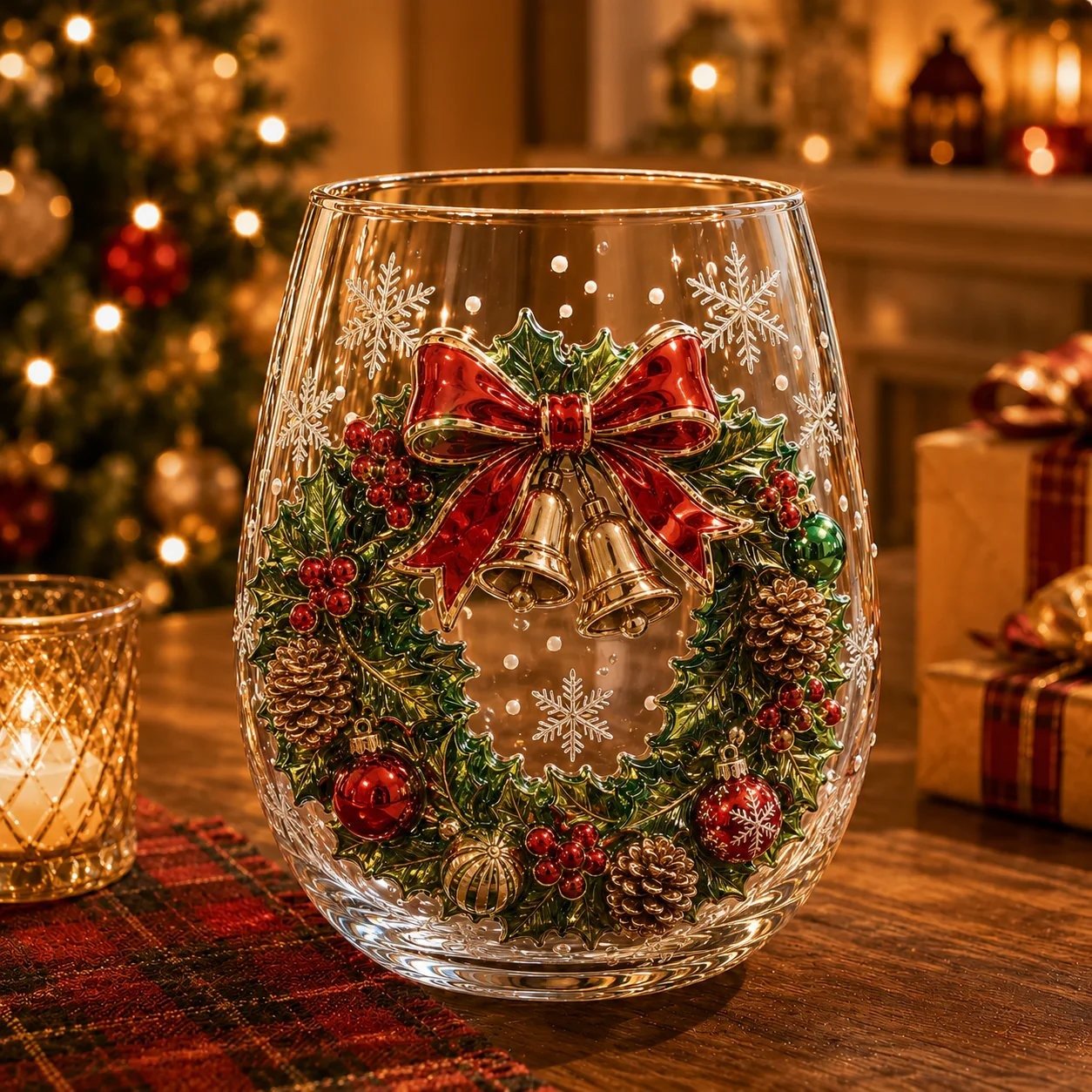 🎄 LAST DAY 49% OFF – ✨ Magical Christmas 3D Glass Cup | Raised Festive Artwork, Sparkling Details & Holiday Gift Drinkware 🎅💎