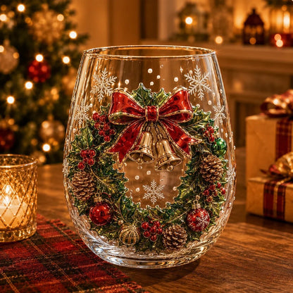 🎄 LAST DAY 49% OFF – ✨ Magical Christmas 3D Glass Cup | Raised Festive Artwork, Sparkling Details & Holiday Gift Drinkware 🎅💎