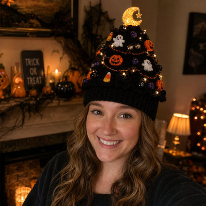🎄Beginner-Friendly Light-Up Christmas Tree Crochet Hat DIY Kit | Complete Kit with Coordinated Yarn, LED Lights & Step-by-Step Guide Included 💕