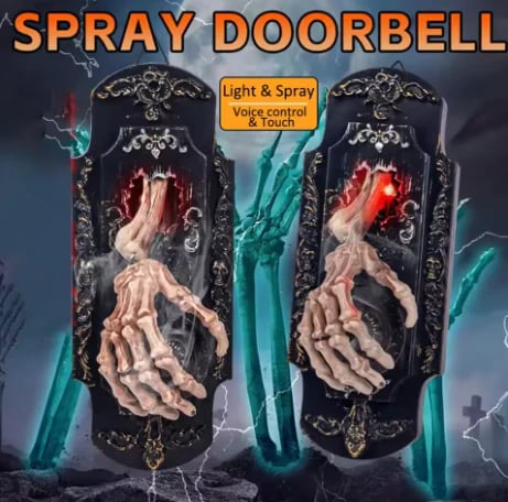 🕸️ Gothic Skeleton Hand Doorbell – Motion Activated Haunted Door Decoration💀🎃