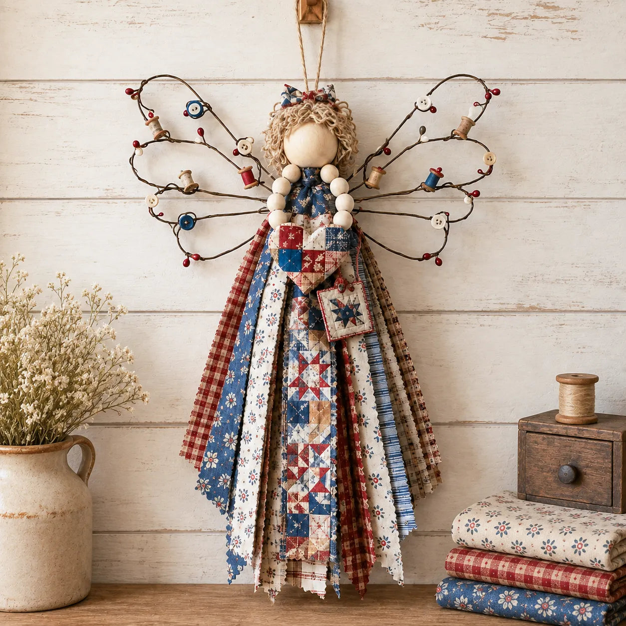 🔥LAST DAY 50% OFF - 🪽 Angel Fabric Hanging DIY Kit - Stitch a Little Blessing That Stays Forever