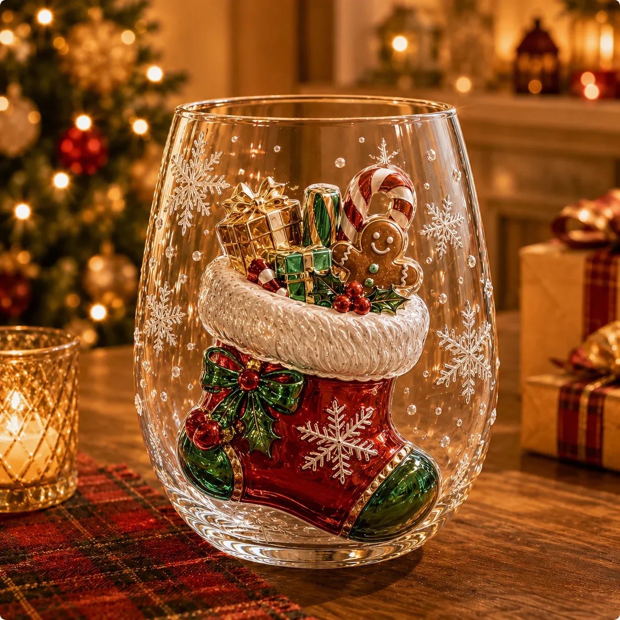 🎄 LAST DAY 49% OFF – ✨ Magical Christmas 3D Glass Cup | Raised Festive Artwork, Sparkling Details & Holiday Gift Drinkware 🎅💎