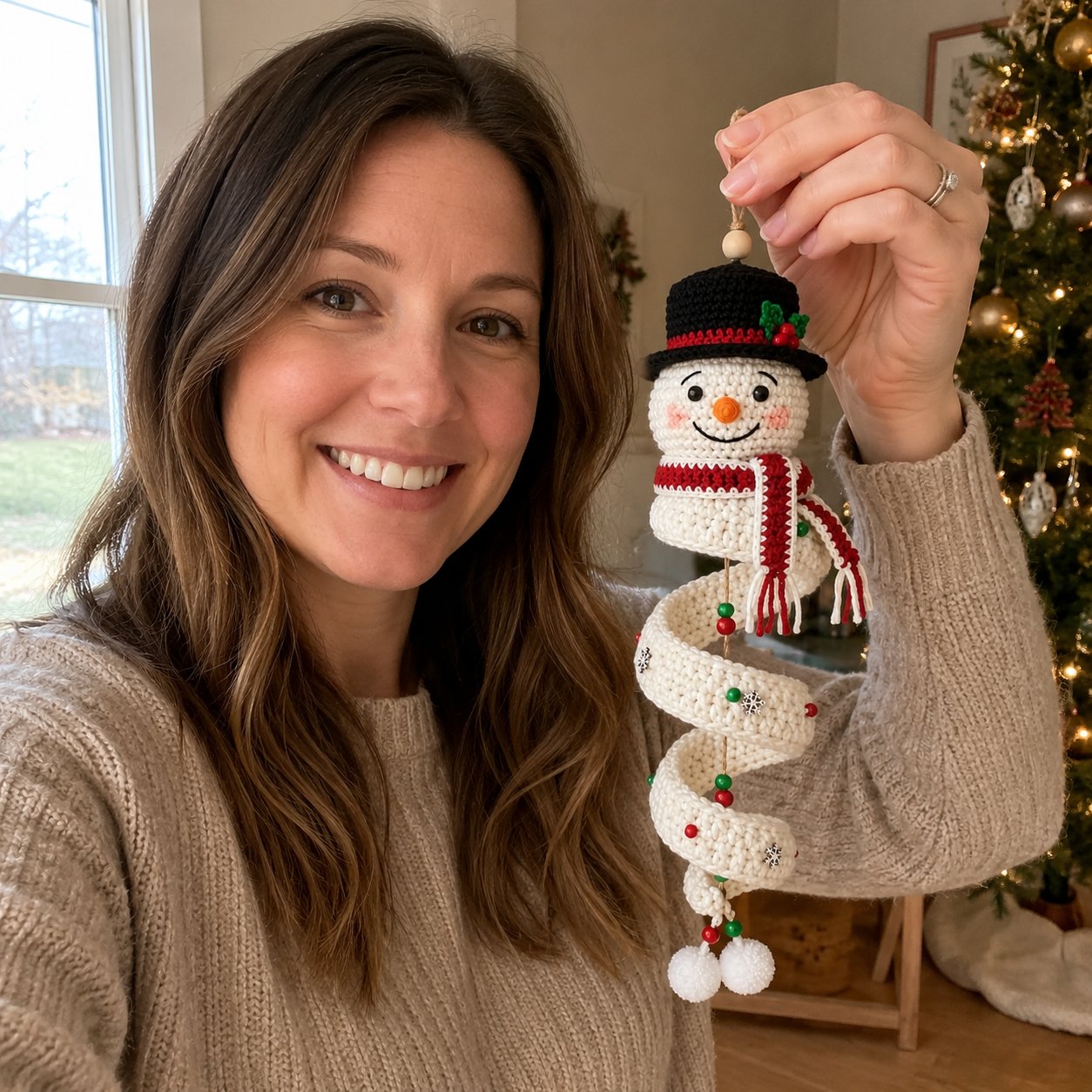 🔥 Limited Time Sale 49% OFF – ☃️ Crochet Snowman Spiral Ornament DIY Kit | Complete Beginner-Friendly Set with Soft Yarn, Crochet Hook, Festive Beads, Snowflakes & Step-by-Step Guide 🧶🎄✨