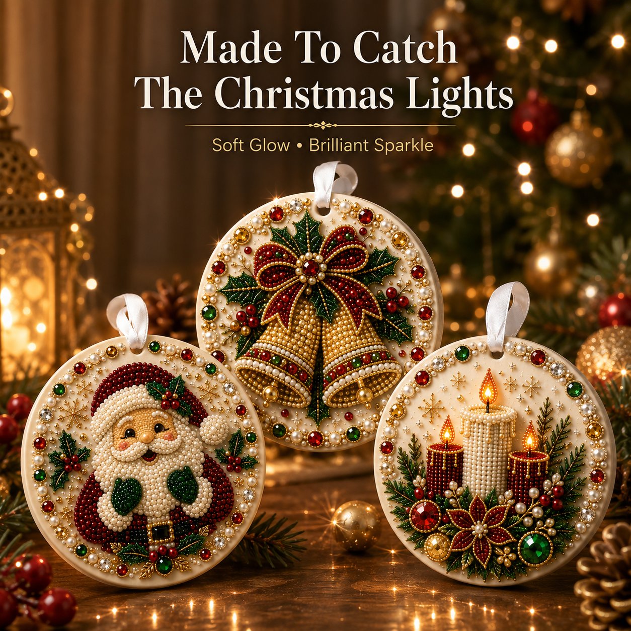 🌲✨ DIY Pearl & Gem Christmas Ornament Collection